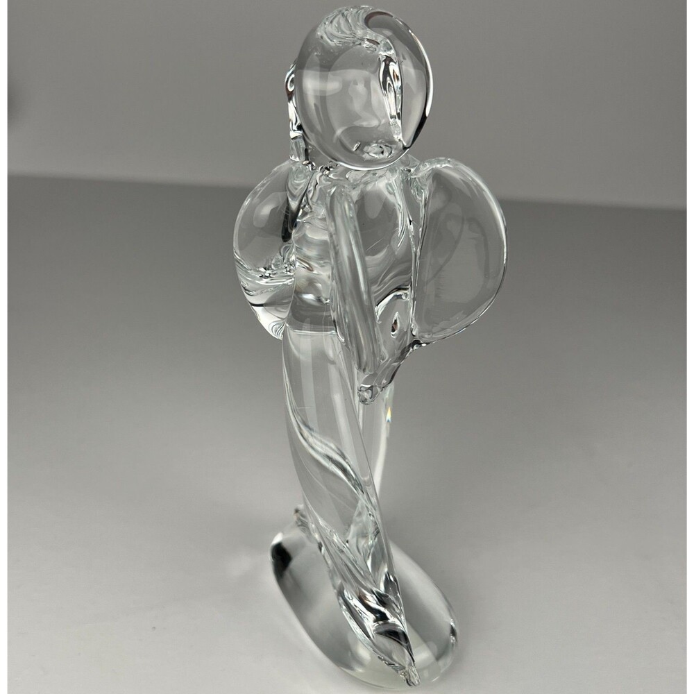 Vintage Toscany 7" Lead Crystal Angel Statue Art Deco Praying Halo Heavy Solid - Picture 4 of 9